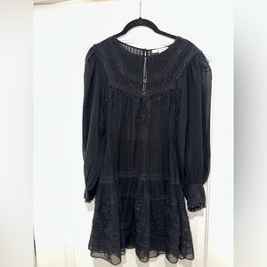 LoveShackFancy Silk Black Dress XS